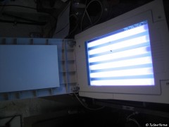 Noch ein Bild vom geöffneten Belichter in Betrieb