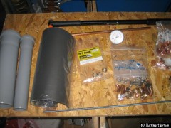 Luftpumpe, Moosgummi, HT-Rohr, Manometer, Kupferrohr, ...